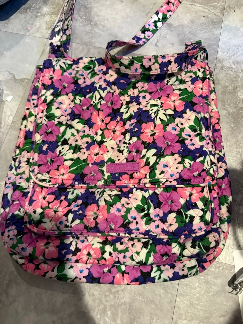 Vera Bradley Quilted Floral Cosmetic Pouch in Pink, Purple & Green